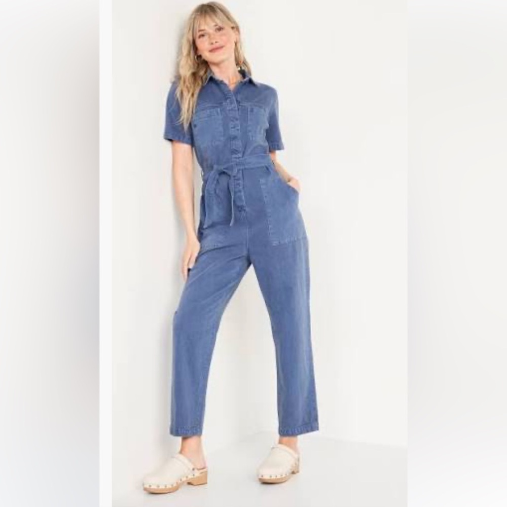Old navy blue denim jumpsuit